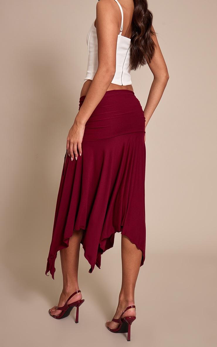 Pretty Little Thing Plum Soft Touch Ruched Asymmetric Midi Skirt