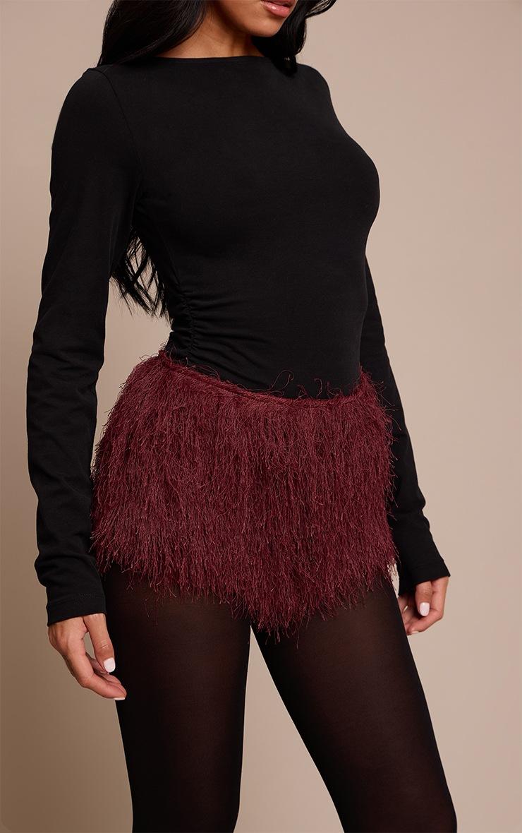 Pretty Little Thing Plum Textured Faux Fur Hot Pants