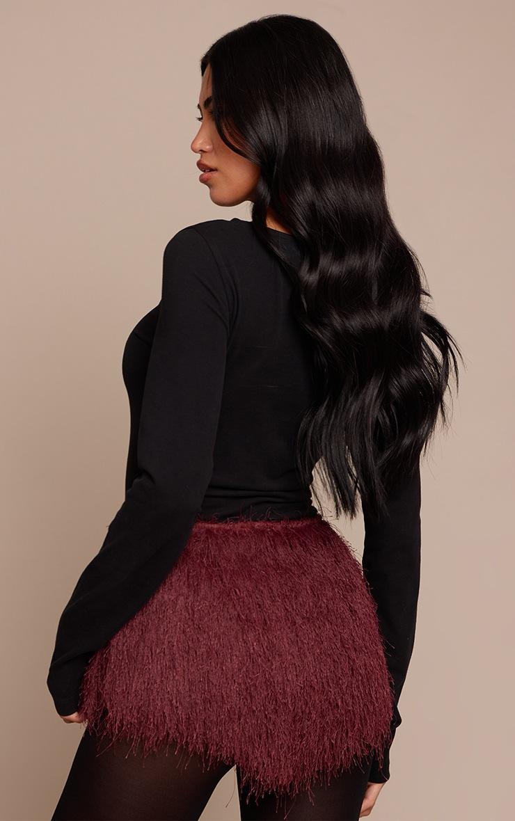 Pretty Little Thing Plum Textured Faux Fur Hot Pants