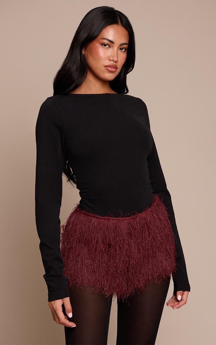 Pretty Little Thing Plum Textured Faux Fur Hot Pants