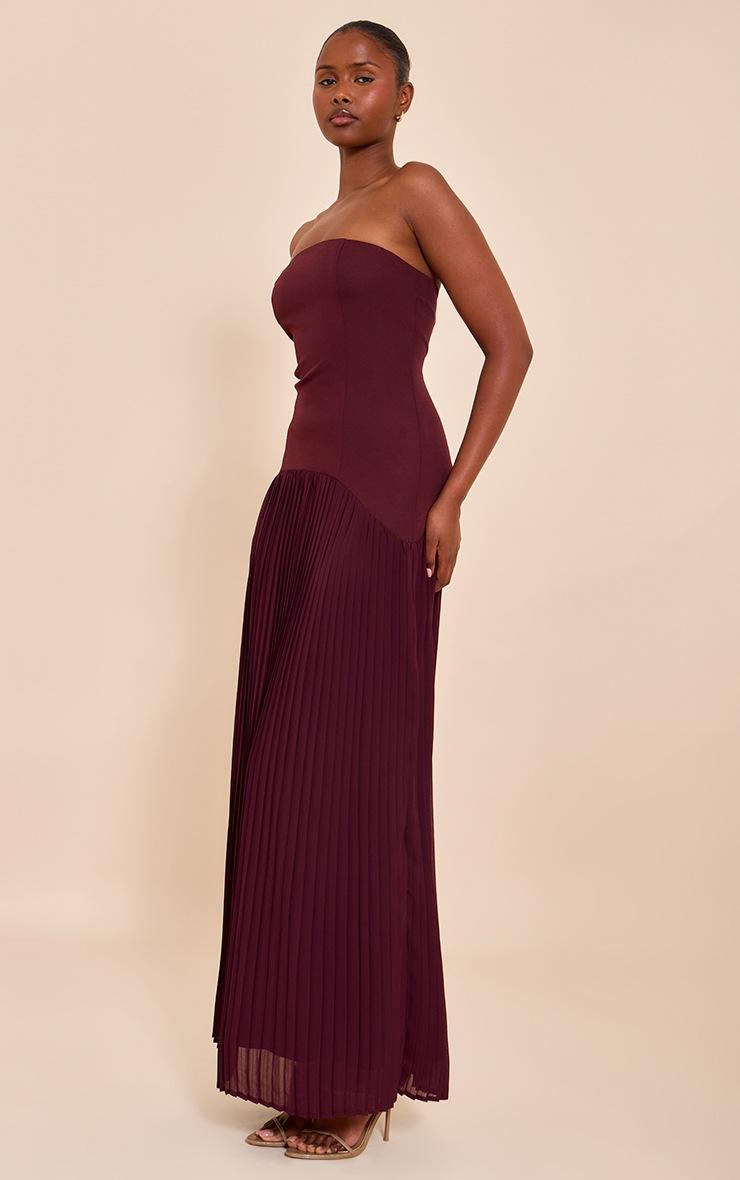 Pretty Little Thing Plum Woven Bandeau Pleated Hem Detail Maxi Dress