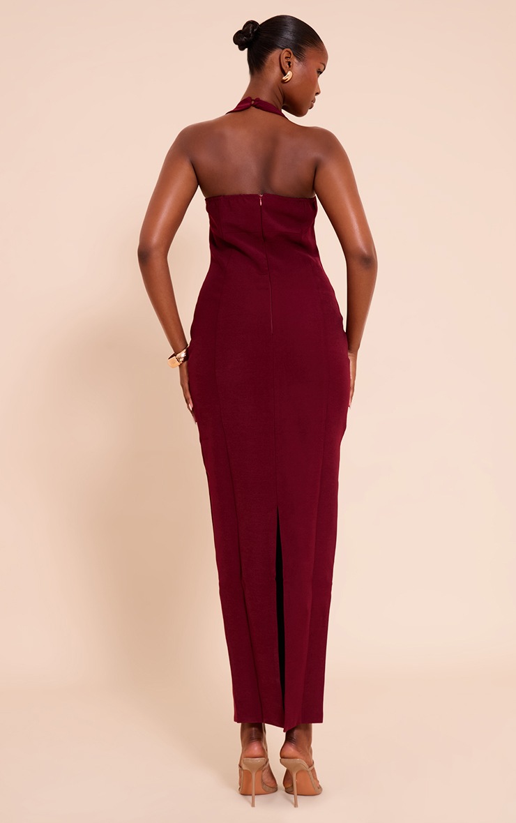 Pretty Little Thing Plum Woven Halter Button Maxi Dress