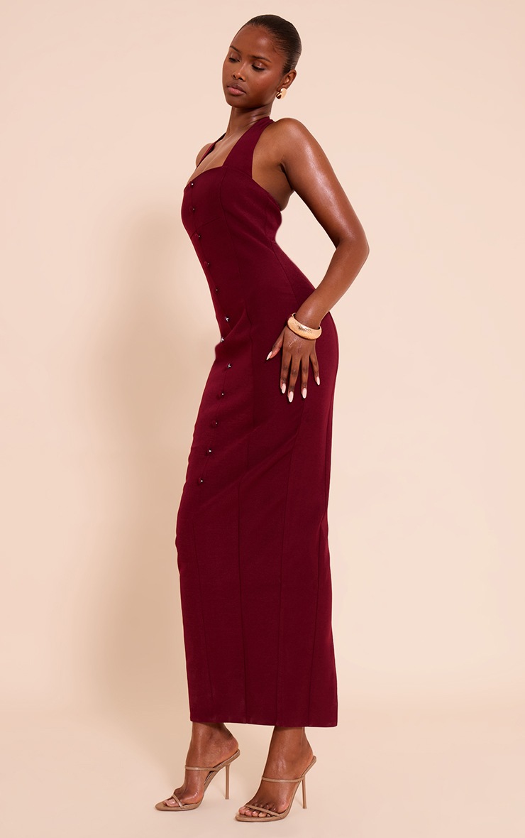 Pretty Little Thing Plum Woven Halter Button Maxi Dress