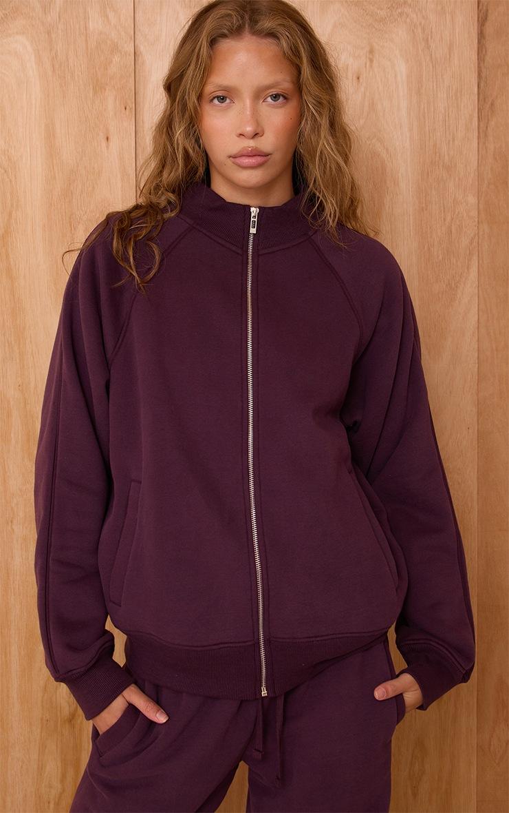 Pretty Little Thing Plum Zip Up Funnel Neck Sweatshirt