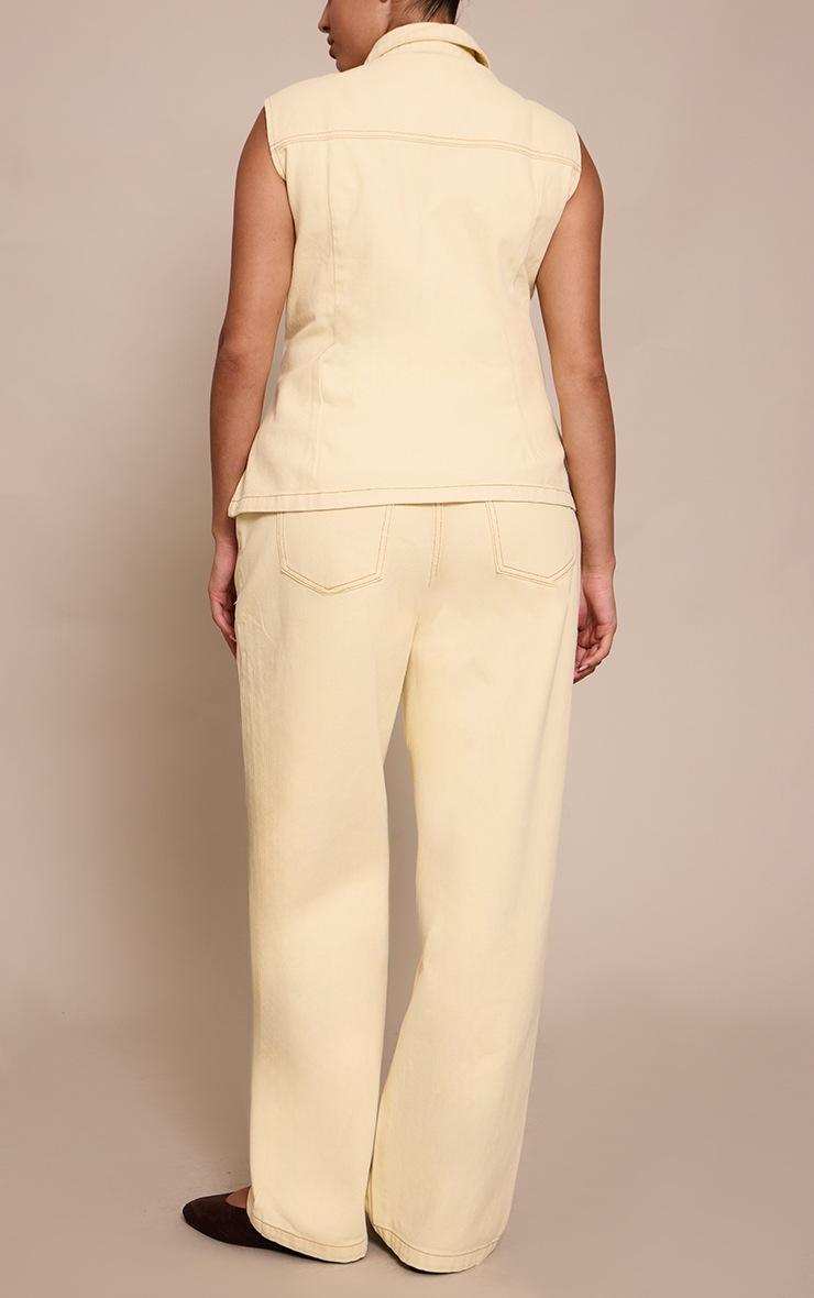 Pretty Little Thing Plus Almond Mid Rise Wide Leg Jeans