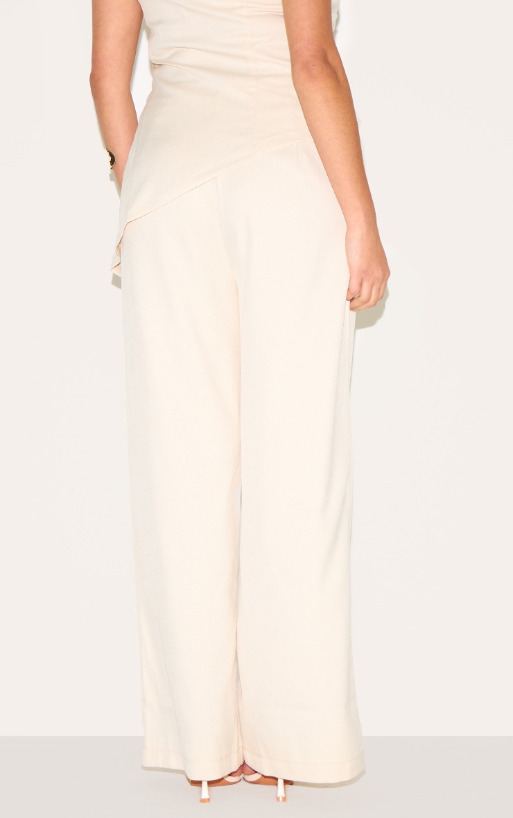 Pretty Little Thing Plus Almond Tailored Woven Wide Leg Pants