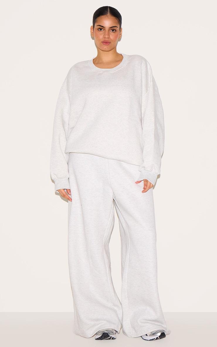 Pretty Little Thing Plus Ash Grey Flared Split Hem Sweatpants