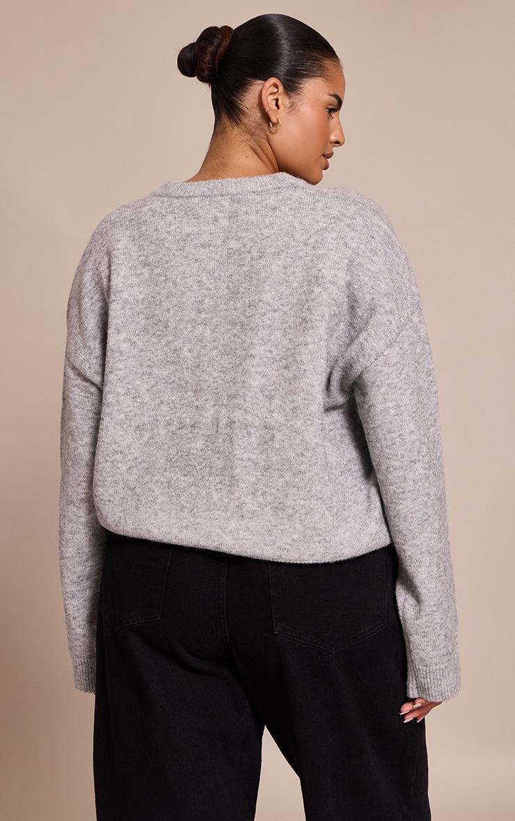 Pretty Little Thing Plus Ash Grey Knit Button Through Cropped Cardigan