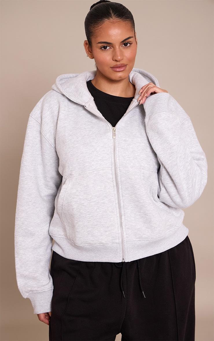 Pretty Little Thing Plus Ash Grey Zip Through Hoodie