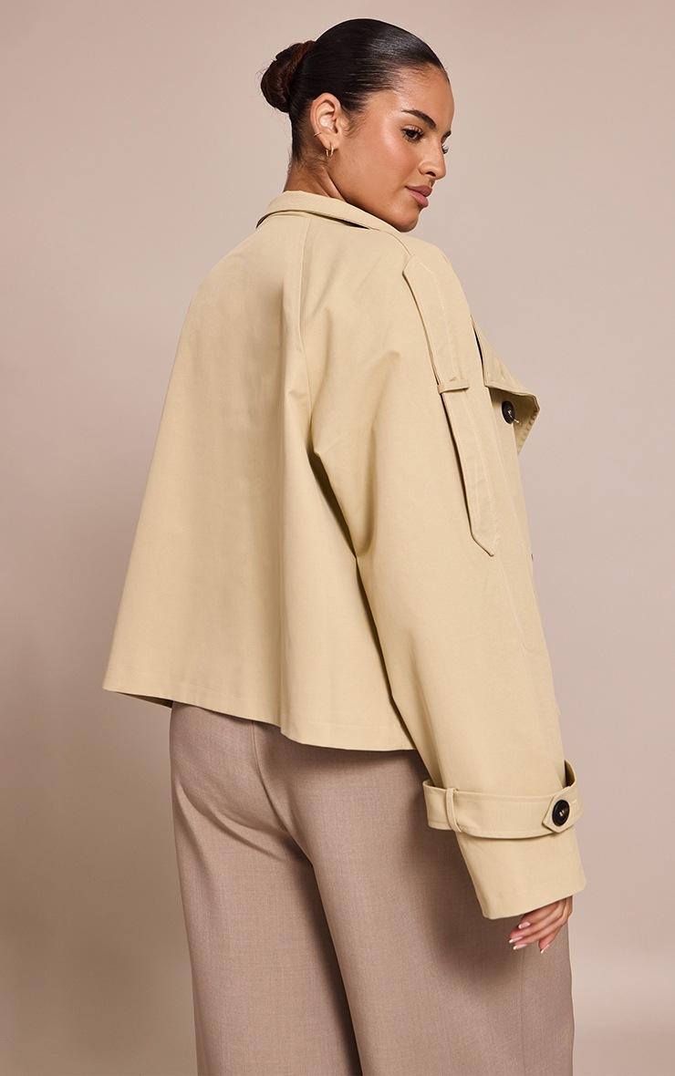 Pretty Little Thing Plus Beige Double Breasted Funnel Neck Cropped Trench Coat