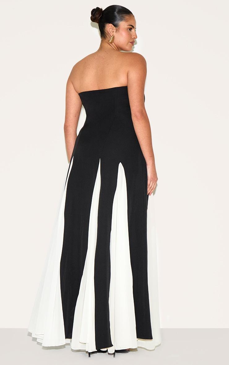 Pretty Little Thing Plus Black Bandeau Contrast Chiffon Pleated Maxi Dress