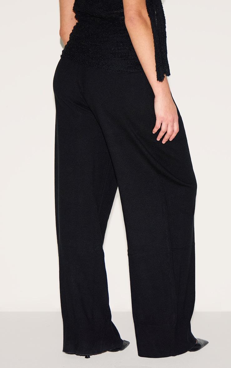 Pretty Little Thing Plus Black Basic Knit Wide Leg Pants