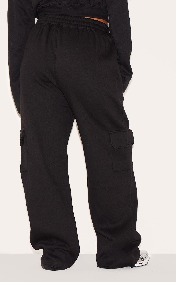 Pretty Little Thing Plus Black Cargo Pocket Wide Leg Sweatpants
