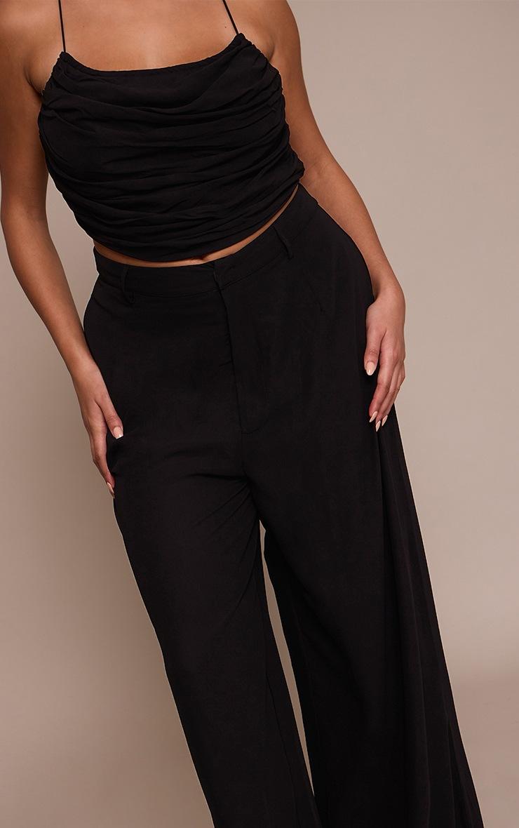 Pretty Little Thing Plus Black Chiffon High Waisted Wide Leg Pants