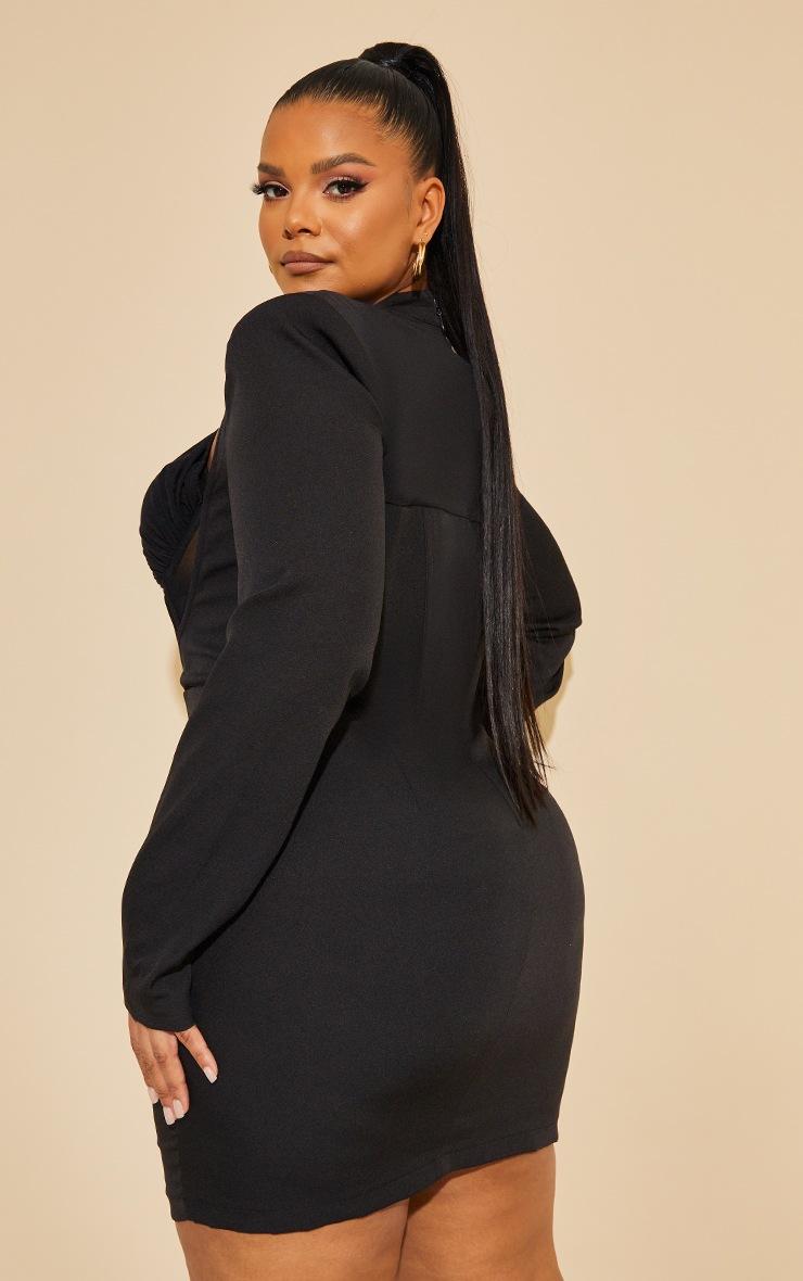 Pretty Little Thing Plus Black Corset Cross Front Bodycon Dress