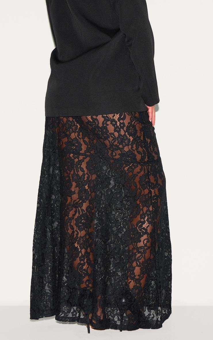 Pretty Little Thing Plus Black Floral Lace Sheer Maxi Skirt