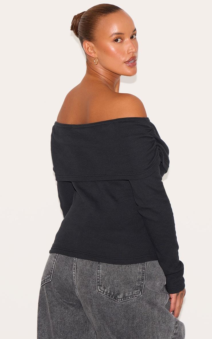 Pretty Little Thing Plus Black Fold Over Dip Hem Top