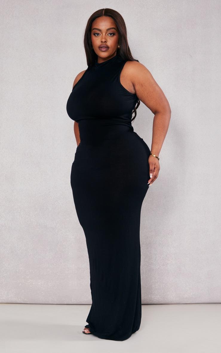 Pretty Little Thing Plus Black High Neck Midaxi Dress