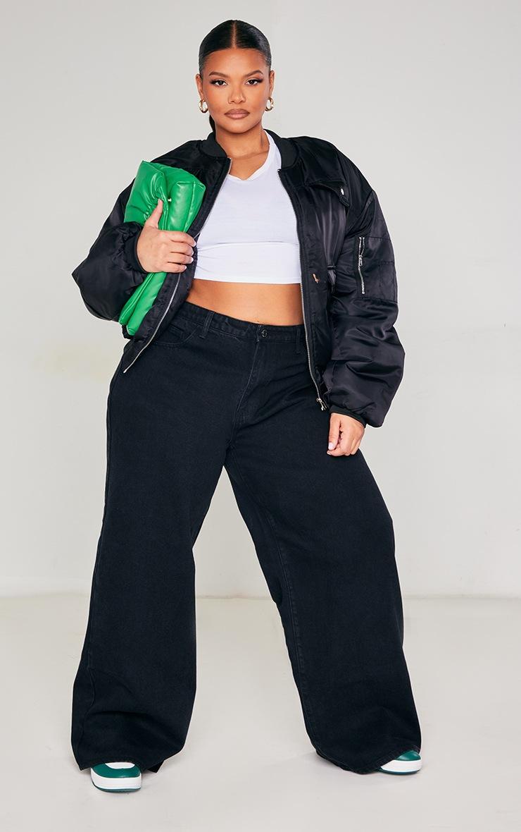 Pretty Little Thing Plus Black High Waist Faded Boyfriend Jeans