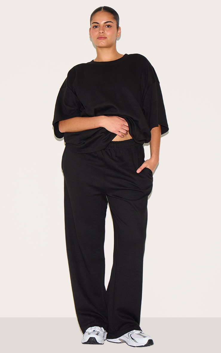 Pretty Little Thing Plus Black Jersey Oversized T-shirt