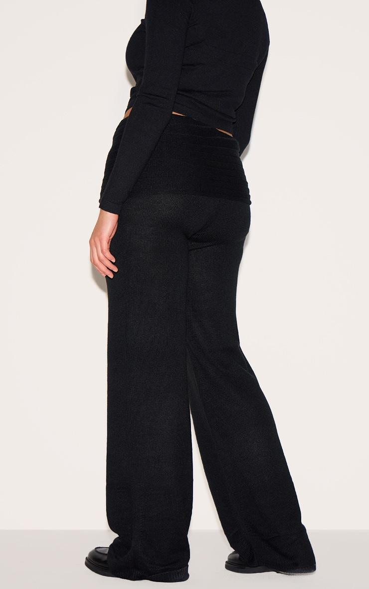 Pretty Little Thing Plus Black Knitted Wide Leg Pants