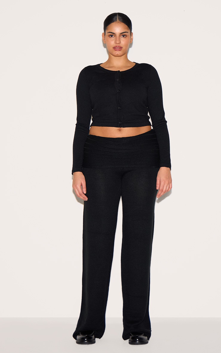 Pretty Little Thing Plus Black Knitted Wide Leg Pants