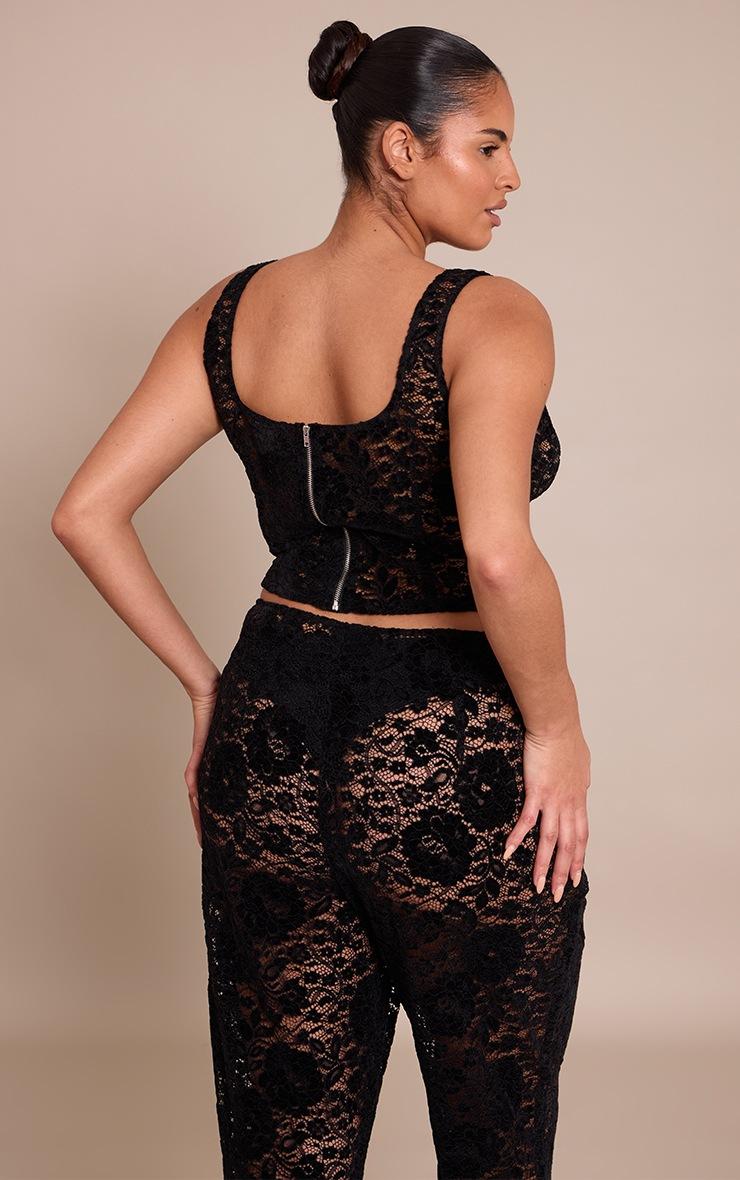 Pretty Little Thing Plus Black Lace Square Neck Long Top