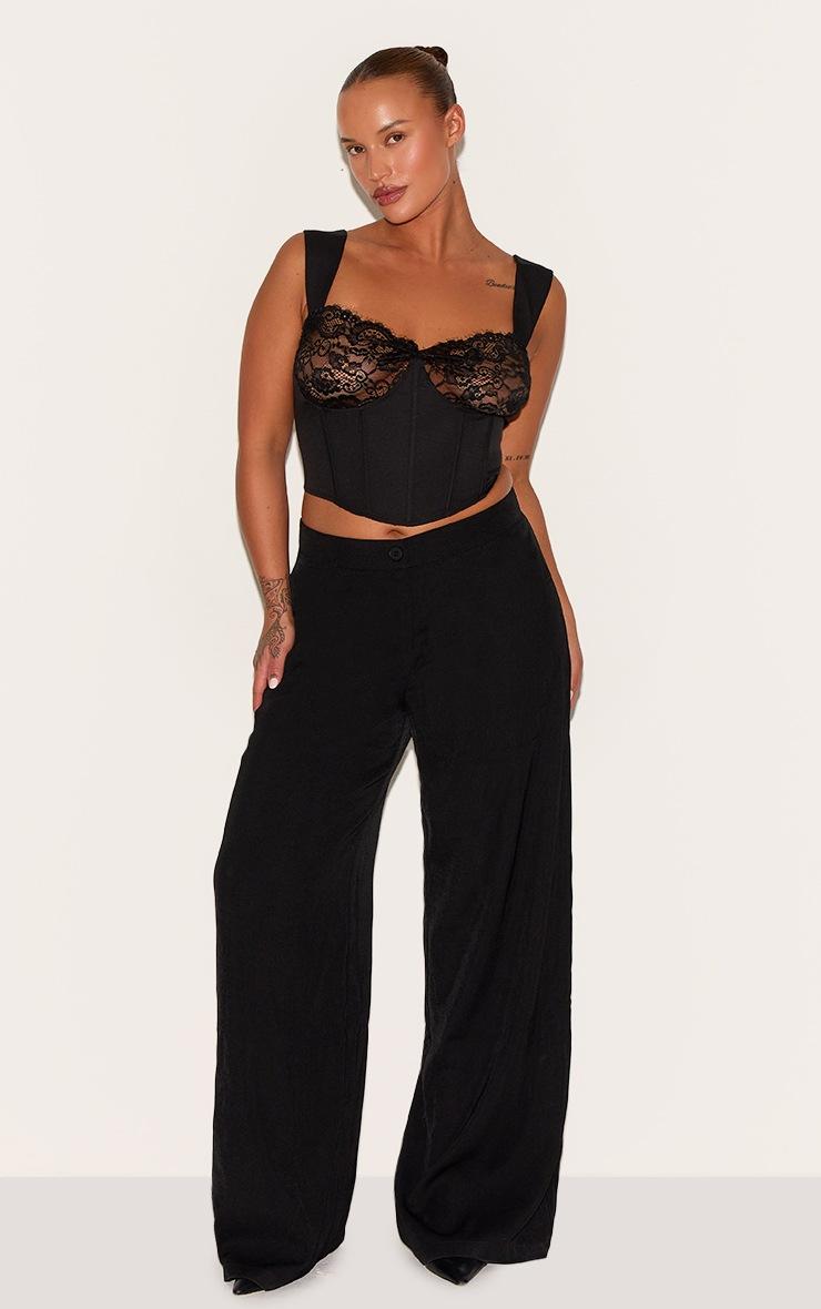 Pretty Little Thing Plus Black Lace Trim Corset Top