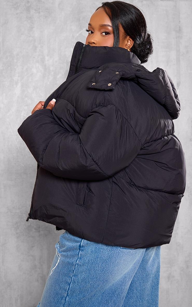 Pretty Little Thing Plus Black Oversized Hooded Puffer Jacket