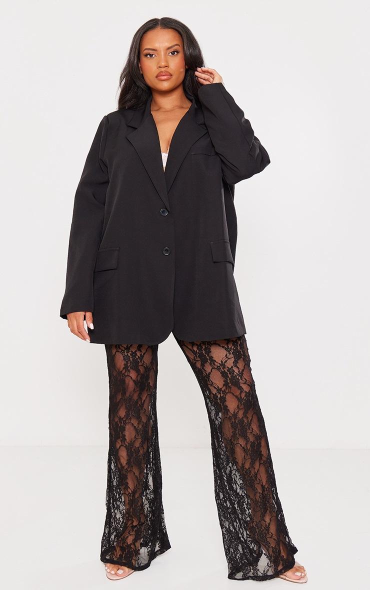 Pretty Little Thing Plus Black Oversized Structured Blazer