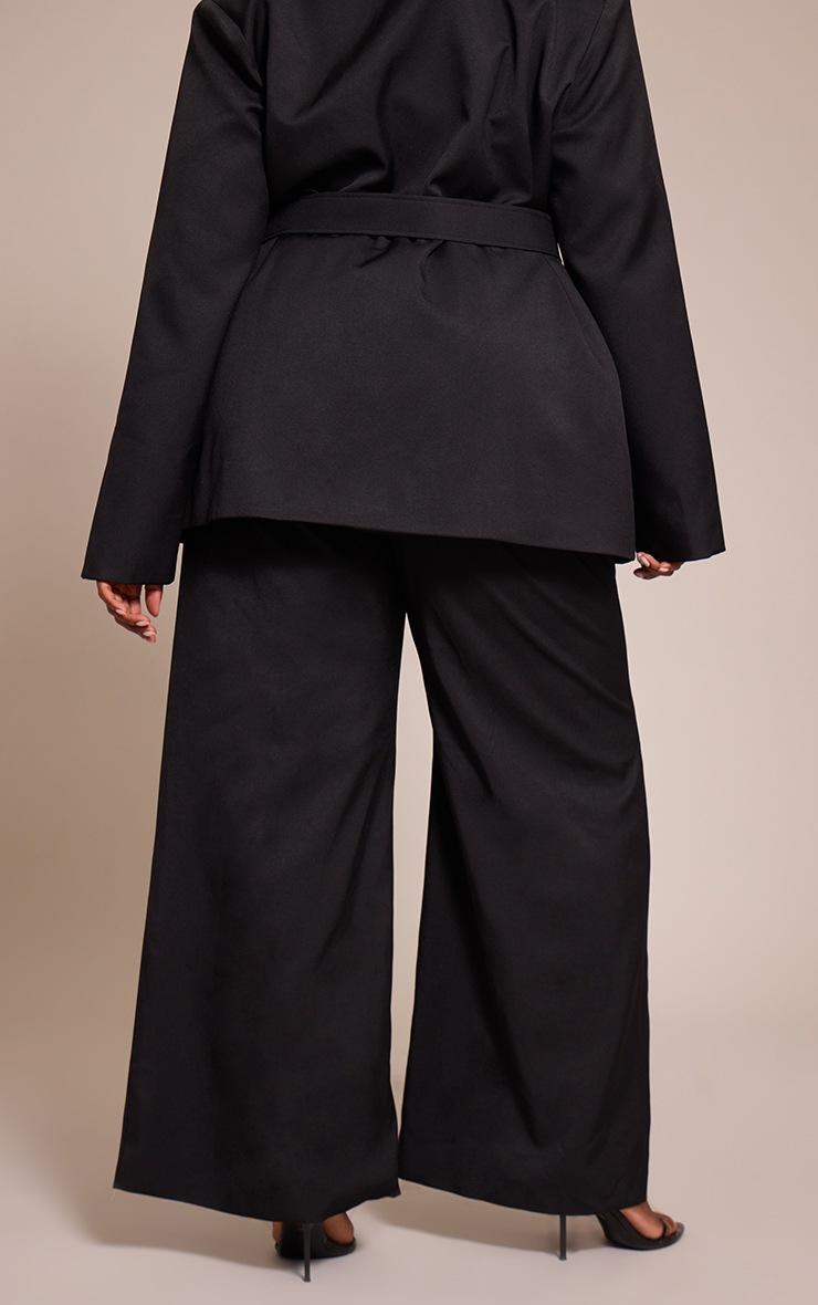 Pretty Little Thing Plus Black Pintuck Wide Leg Tailored Pants