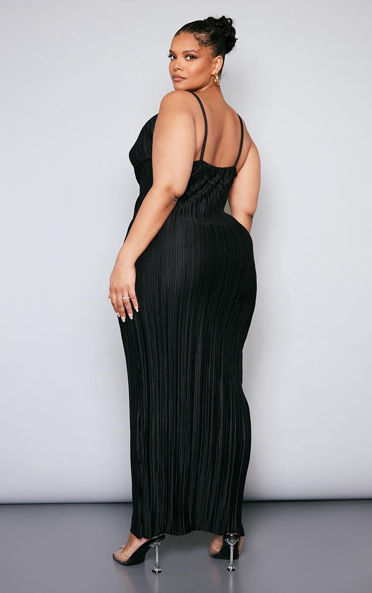 Pretty Little Thing Plus Black Plisse Cowl Neck Maxi Dress