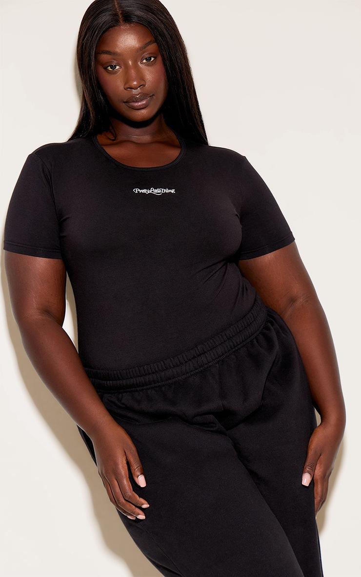 Pretty Little Thing Plus Black Prettylittlething Short Sleeve Bodysuit