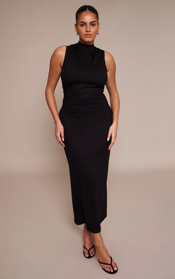 Pretty Little Thing Plus Black Sculpt High Neck Maxi Dress
