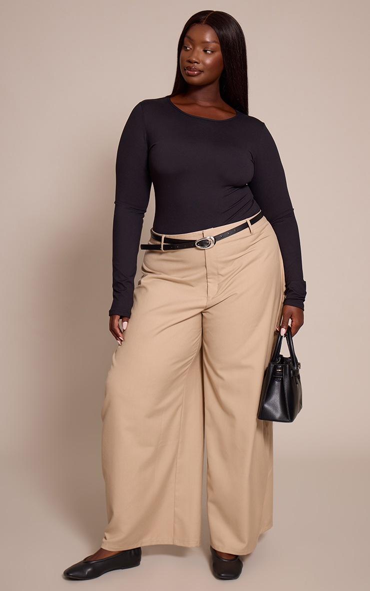 Pretty Little Thing Plus Black Sculpt Long Sleeve Bodysuit
