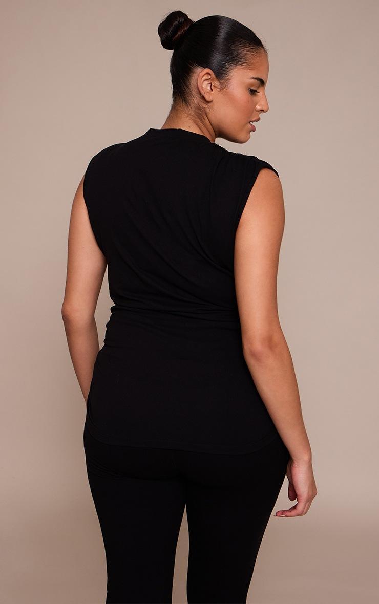 Pretty Little Thing Plus Black Sculpt Ruched High Neck Top