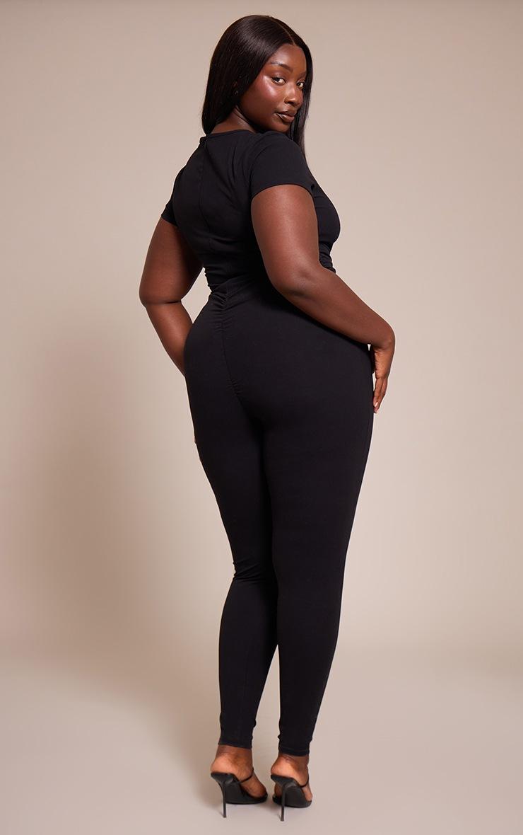 Pretty Little Thing Plus Black Sculpt Ruched Side Jumpsuit