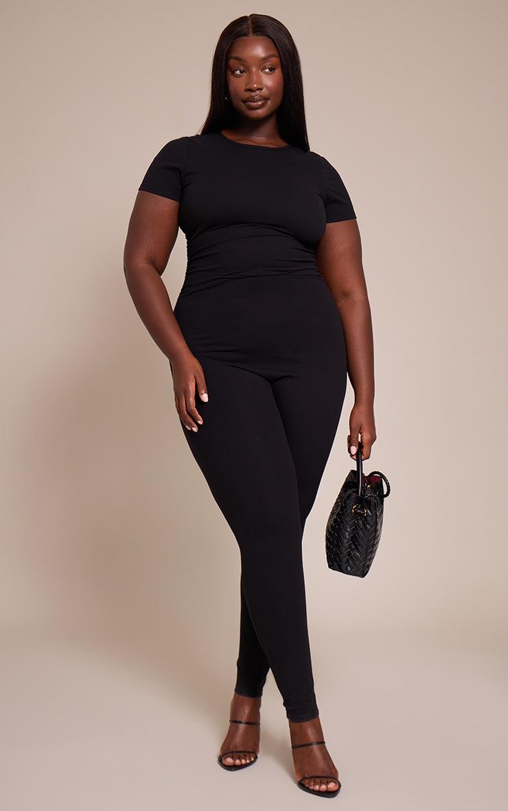 Pretty Little Thing Plus Black Sculpt Ruched Side Jumpsuit