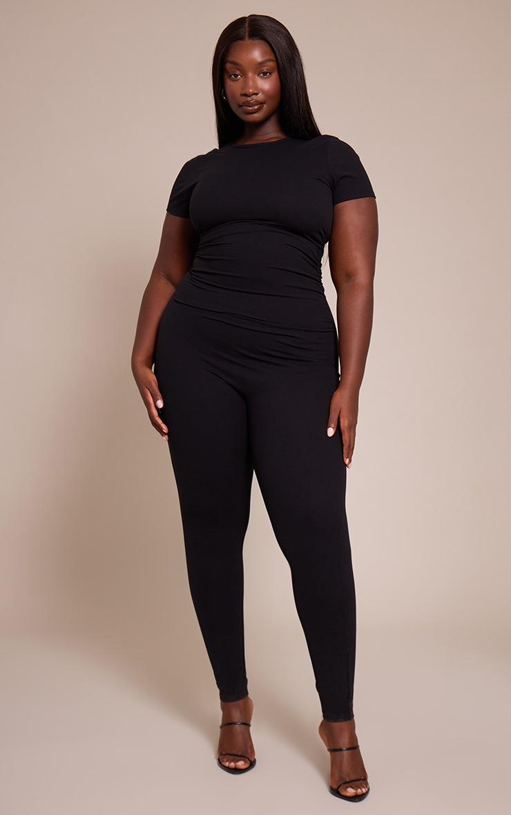 Pretty Little Thing Plus Black Sculpt Ruched Side Jumpsuit