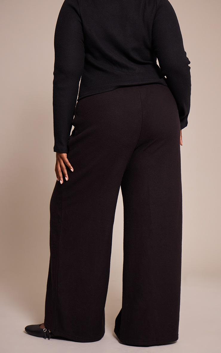 Pretty Little Thing Plus Black Soft Touch Pintuck Wide Leg Sweatpants
