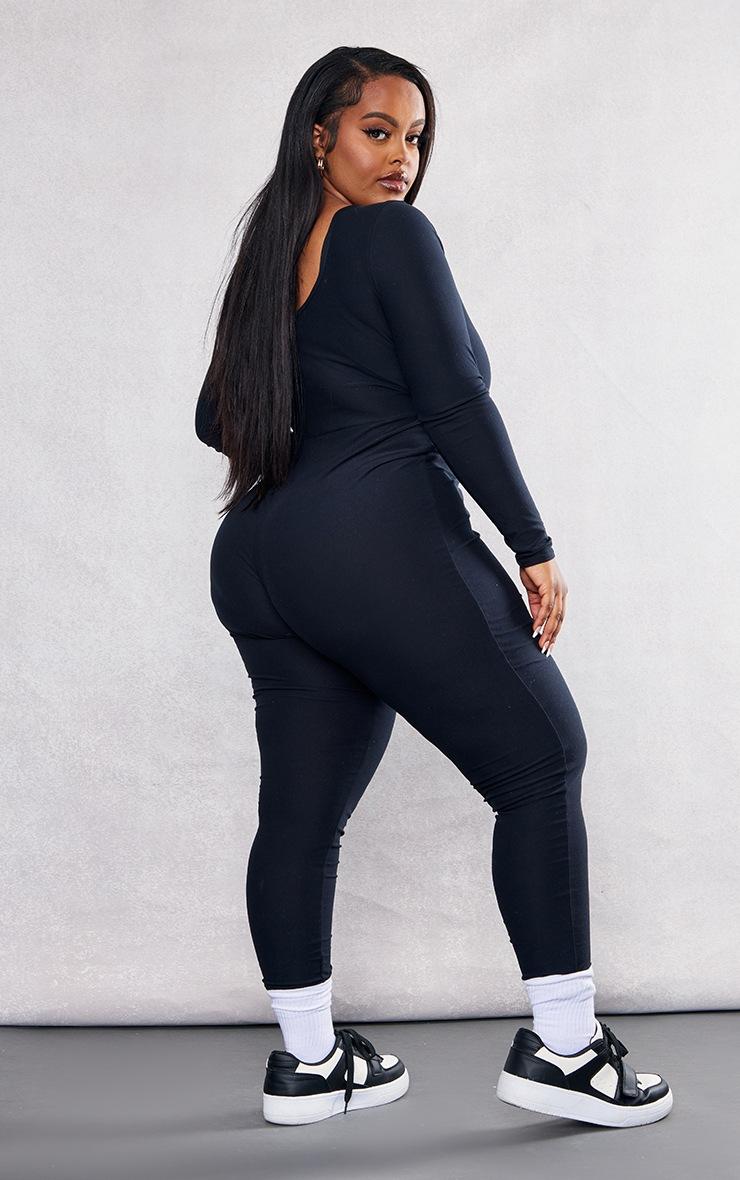 Pretty Little Thing Plus Black Soft Touch Scoop Neck Jumpsuit