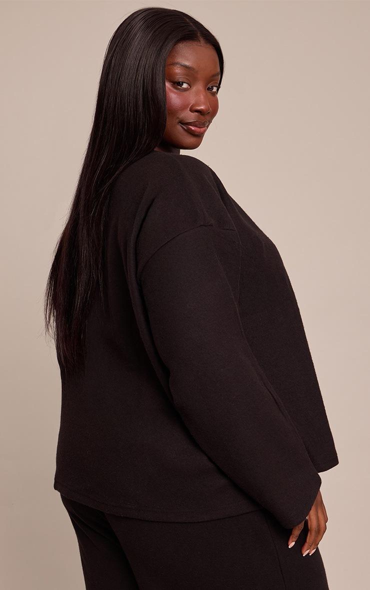 Pretty Little Thing Plus Black Soft Touch Zip Through Sweatshirt