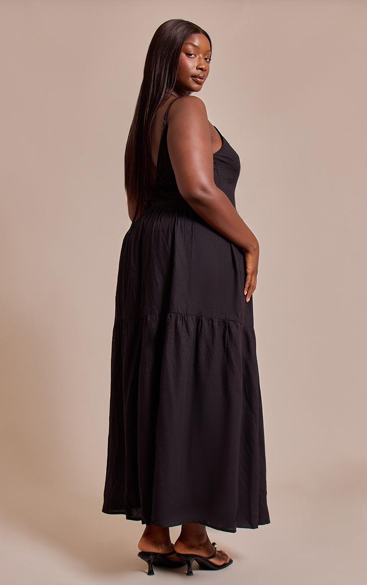 Pretty Little Thing Plus Black Strappy Ruched Maxi Dress