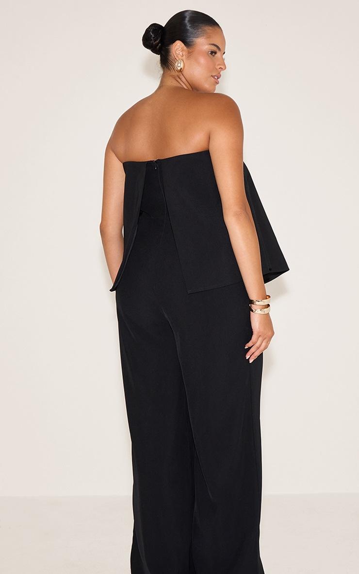 Pretty Little Thing Plus Black Structured Woven Peplum Straight Leg Jumpsuit