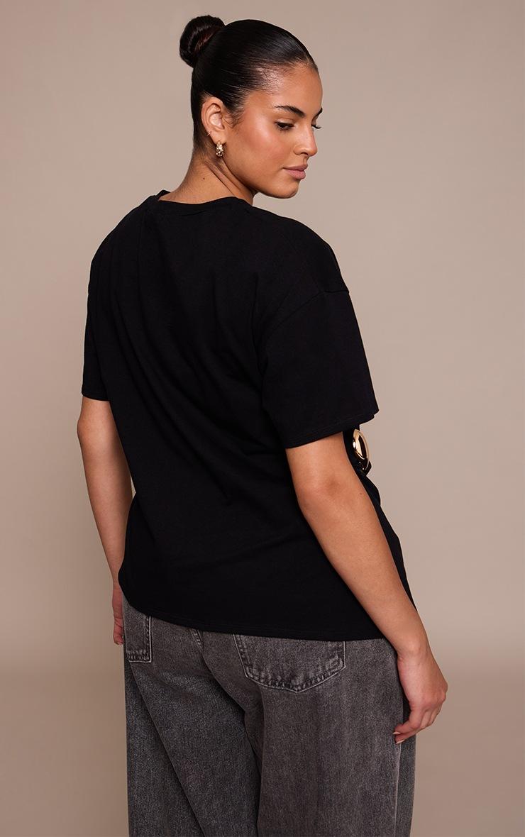 Pretty Little Thing Plus Black Trim Detail Asymmetric Hem T Shirt