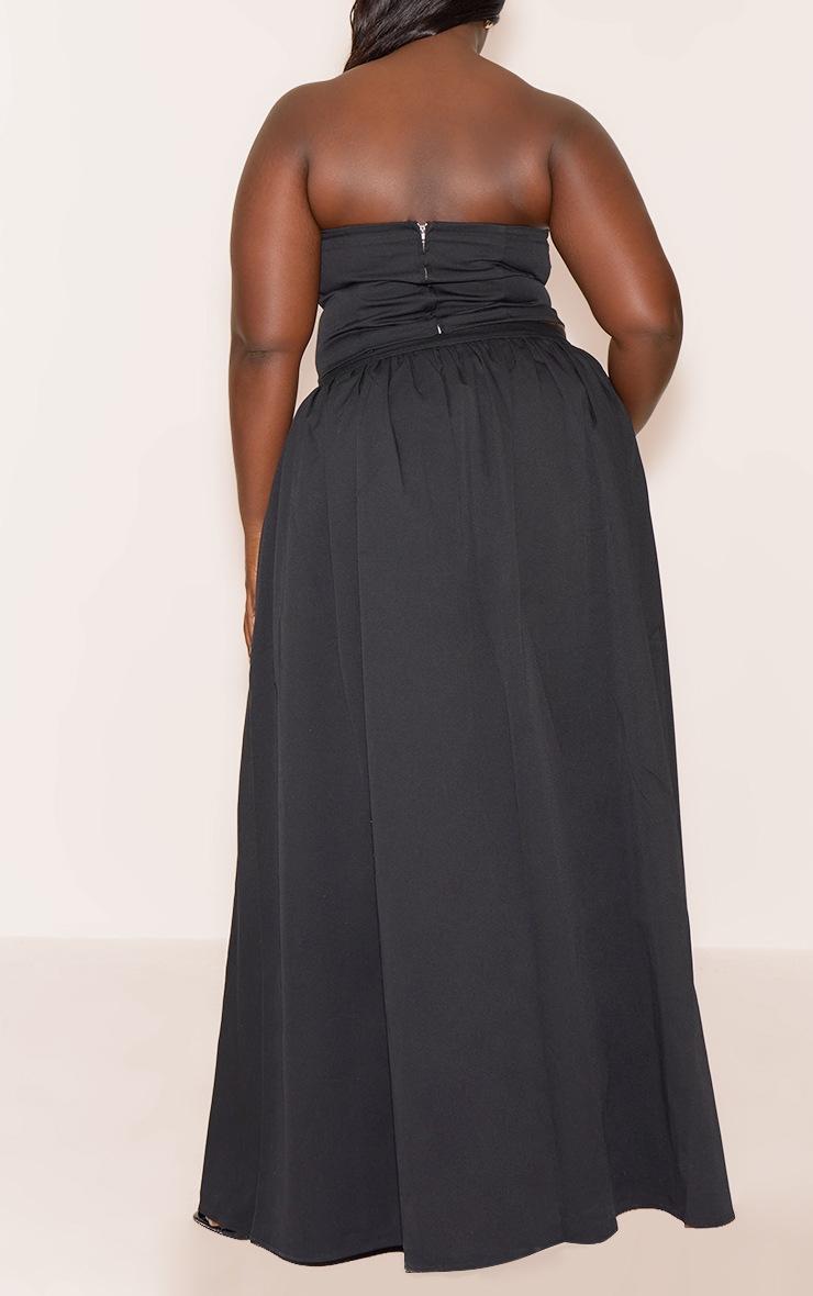 Pretty Little Thing Plus Black Woven Band Detail Pleated Maxi Skirt