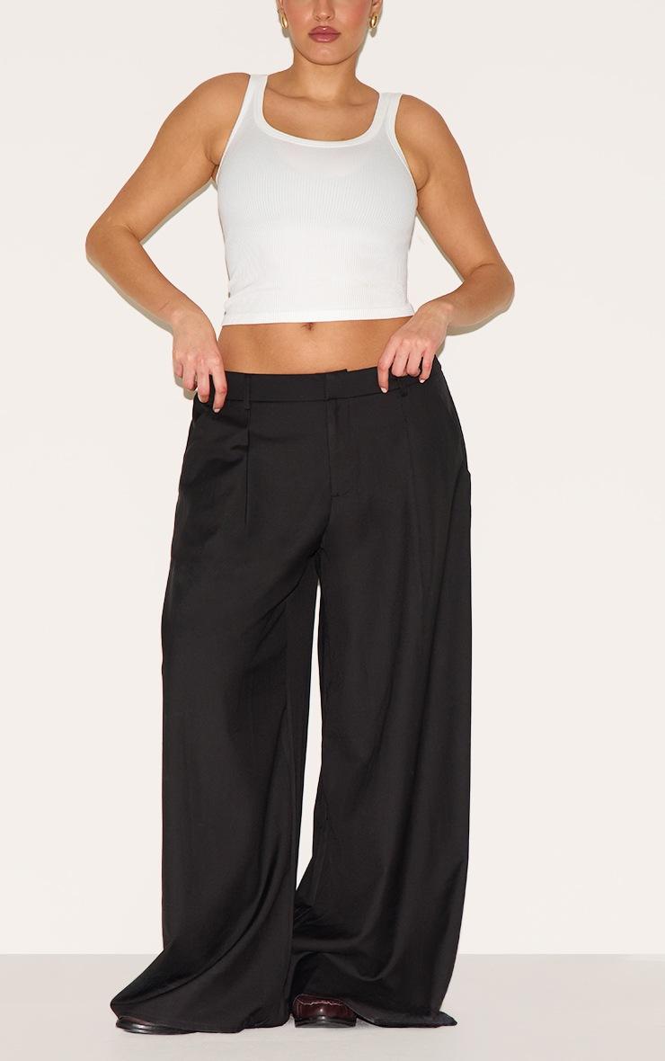 Pretty Little Thing Plus Black Woven Double Pleat Wide Leg Pant