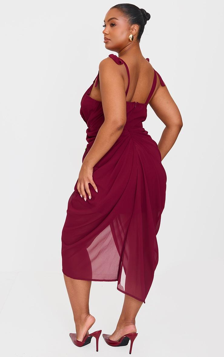 Pretty Little Thing Plus Burgundy Underwire Detail Draped Midi Dress