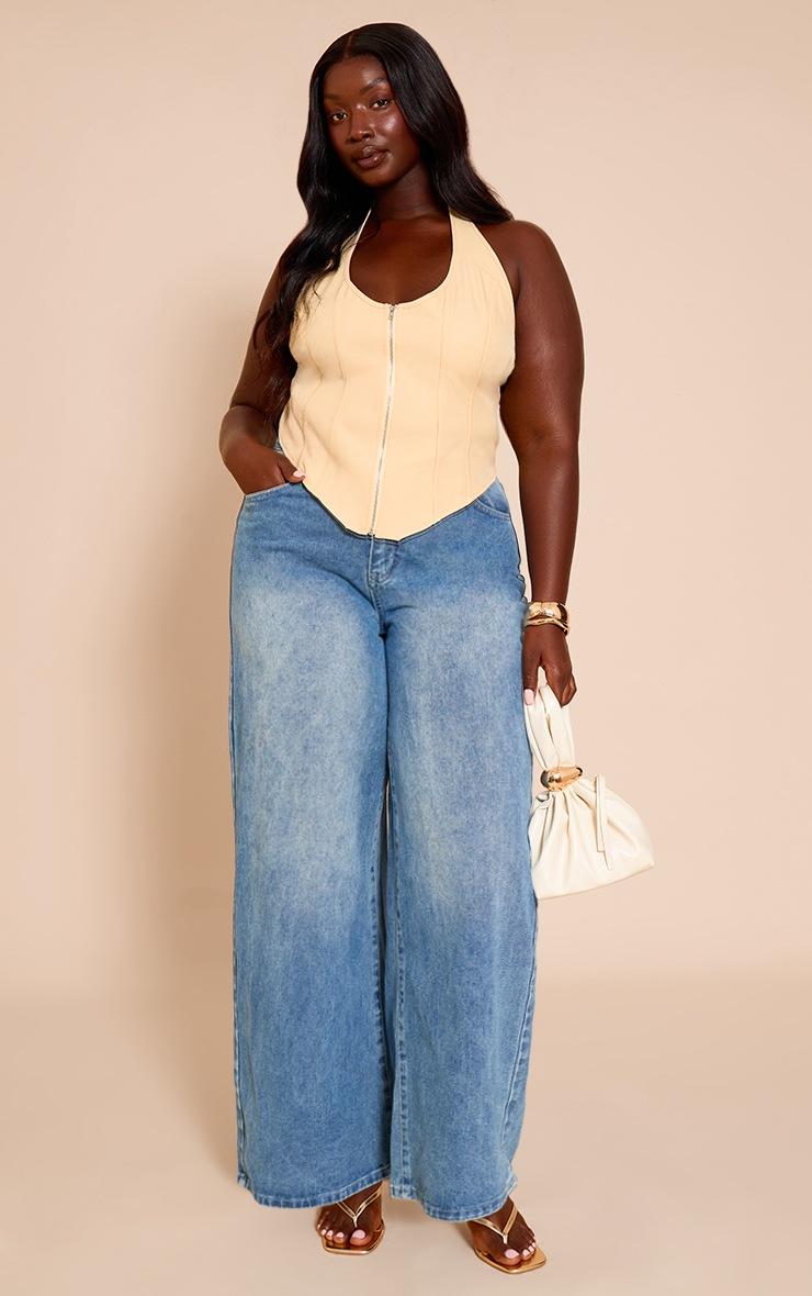 Pretty Little Thing Plus Butter Yellow Boned Dip Hem Corset