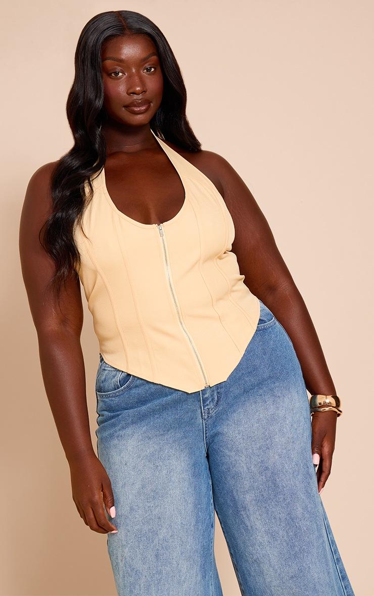 Pretty Little Thing Plus Butter Yellow Boned Dip Hem Corset